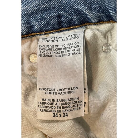 Levis Signature Bootcut Blue Denim Jeans Distressed Hem Mens Size 34X34 - Picture 8 of 13